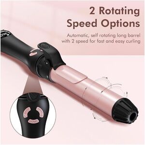 Lanvier Rotating Curling Iron 1 inch Automatic Long Barrel Curling Wand